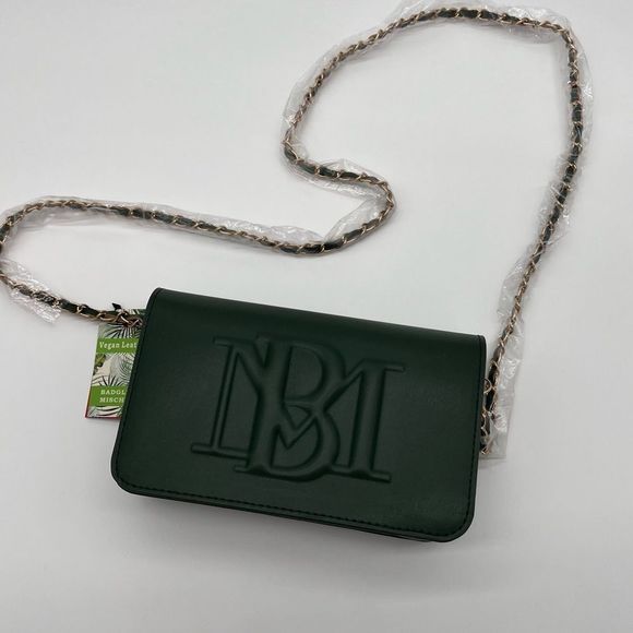 BADGLEY MISCHKA DEBOSSED LOGO CROSSBODY IN CHIVE - Picture 1 of 10